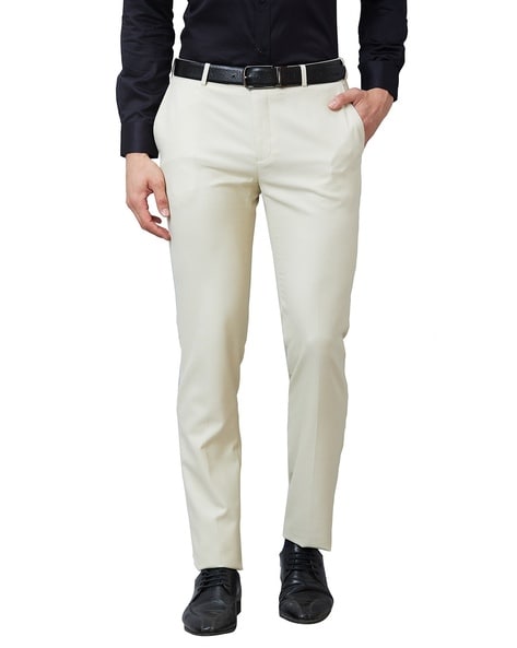 Buy Raymond Men Beige Slim Fit Solid Formal Trousers - Trousers for Men  8989535 | Myntra