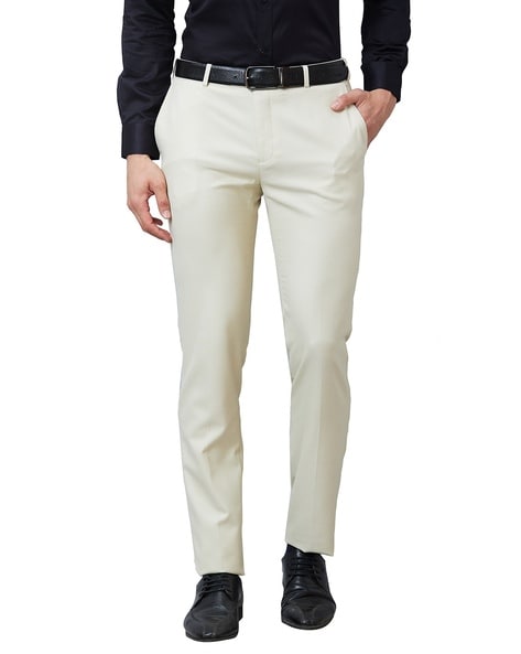 Raymond Men Slim Fit Flat-Front Trousers