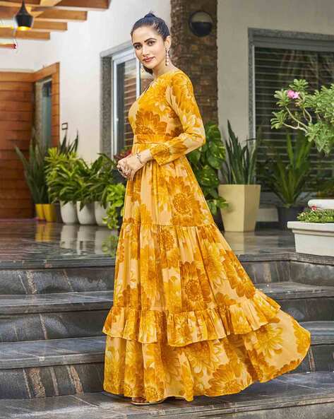 Mustard floor length outlet dress