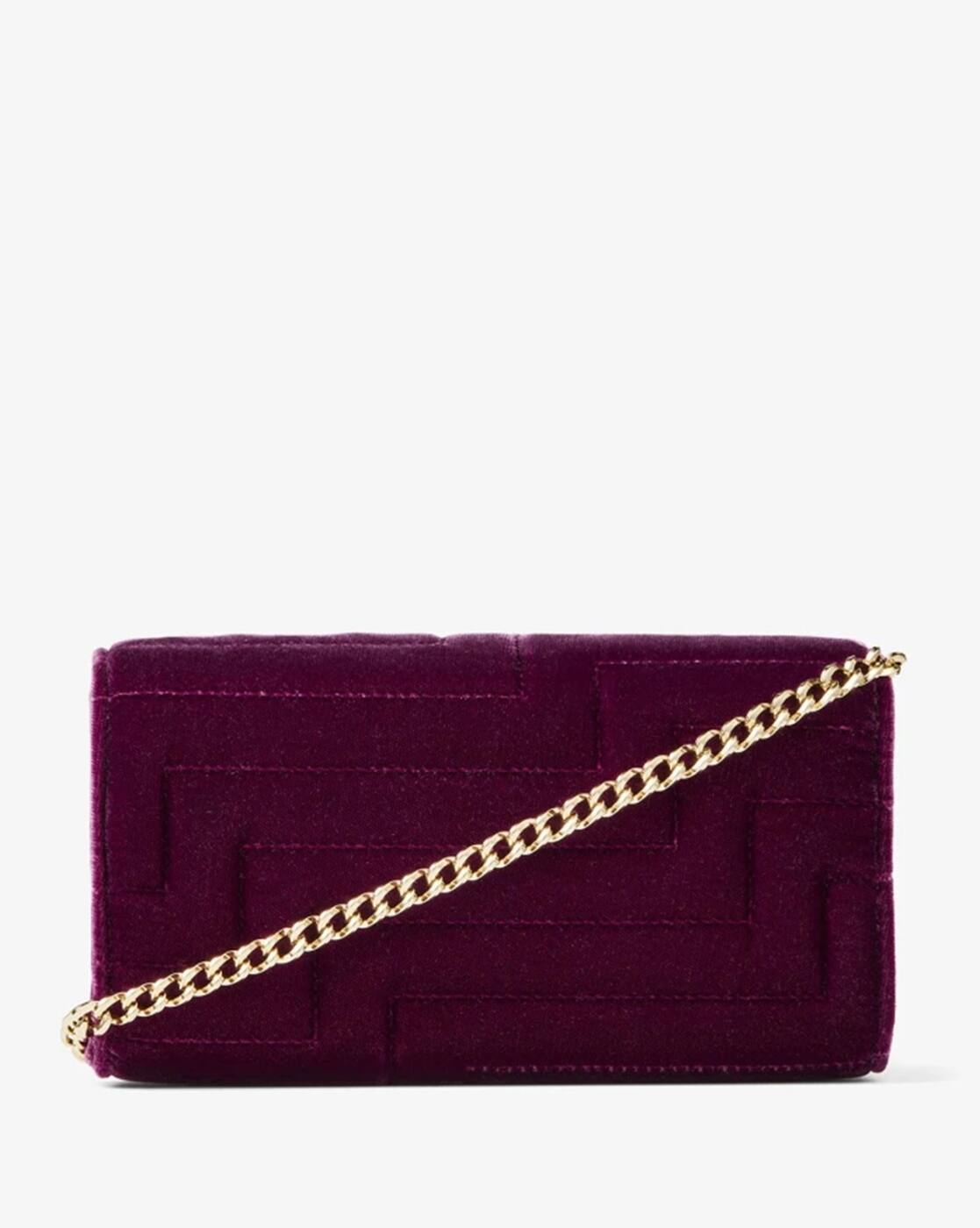 Buy Jimmy Choo Avenue Velvet Chain Flap Wallet With Flower