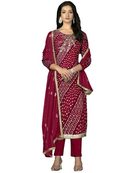 Women Embroidered Unstitched Dress Material Price in India