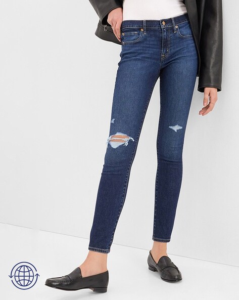 POL Clothing Womens Wide Leg Distressed Denim Jeans | eBay