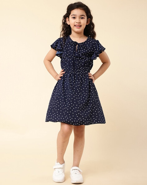 Girls navy on sale polka dot dress