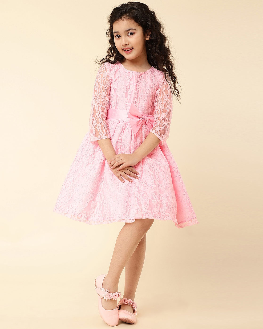 Ladies pink best sale lace dress