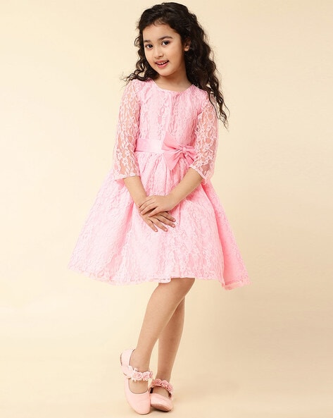 Kids Dress Girls Sleeveless Princess Dress Bow Tie Lace Flowers Mesh Dress  Tufted Dress - Walmart.com