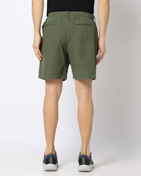 Loose Linen shorts - Burned Olive