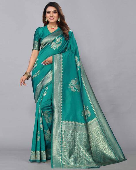 SATRANI Paisley Woven Saree with Zari Border