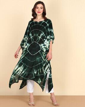 indie picks Women Tie & Dye Kaftan-Styled Flared Kurta-picture-24