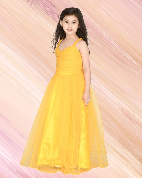Striking Ruffled Tulle High-Low Puffy Yellow Prom Dress - Promfy
