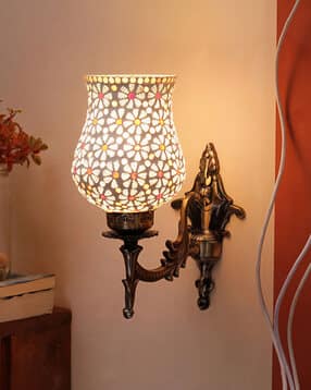 devansh Antique Metal Wall Lamp with Mosaic Glass-picture-52