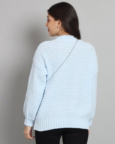 Buy MANERA Self Design Round Neck Casual Women Woolen Sweater (Light Blue)  Online at Best Prices in India - JioMart.