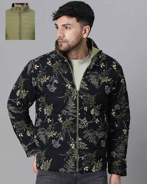 Floral print puffer jacket best sale