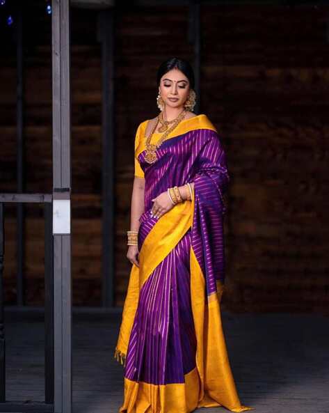 Buy PURPLE Sarees for Women by Indie Picks Online