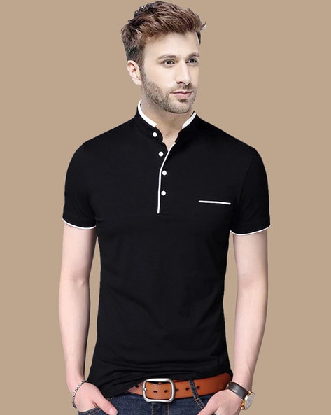 Henley Neck Button down T shirt