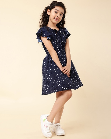 Girls navy polka dot on sale dress