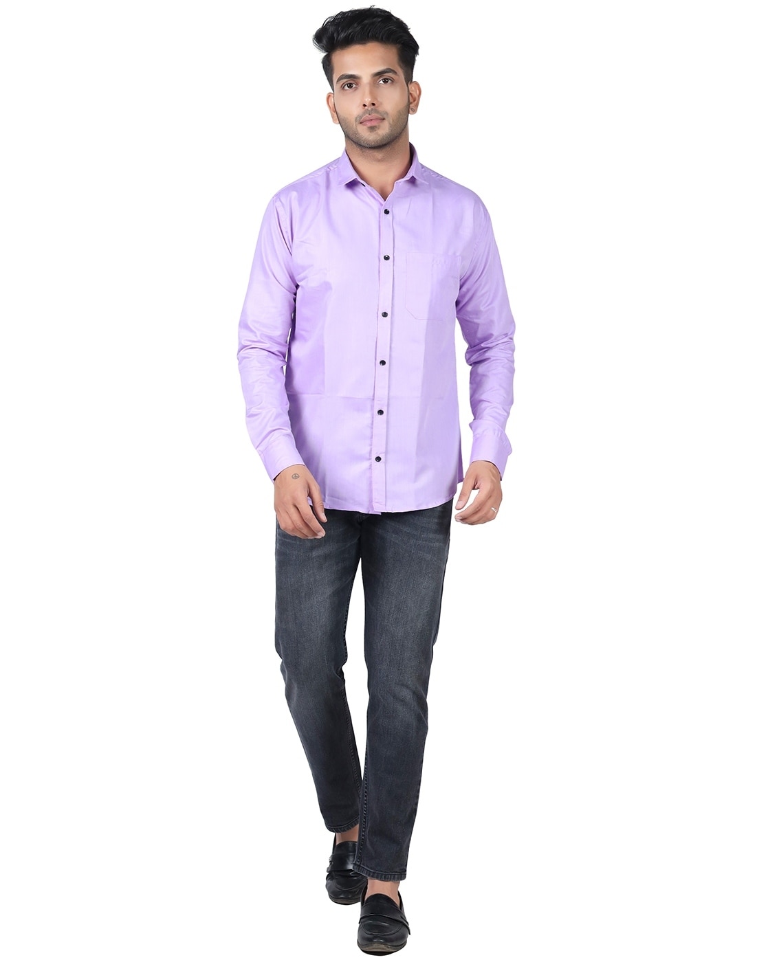 Brunet male model purple shirt hi-res stock photography and images - Alamy