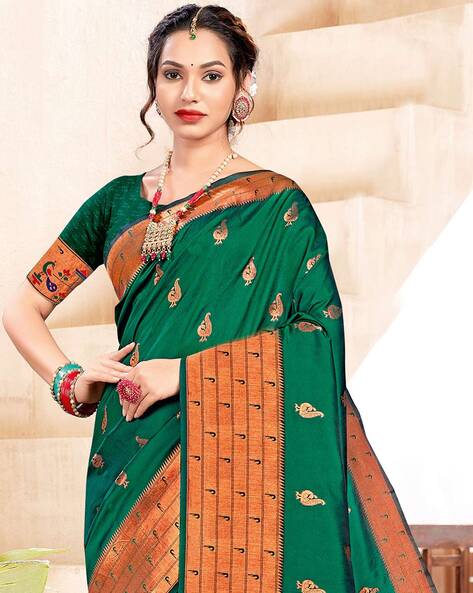 Casal Green Peacock Paithani Saree | trendwati