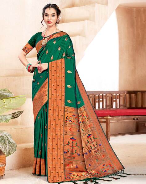 Peacock Green Sequins Embroidered Georgette Saree