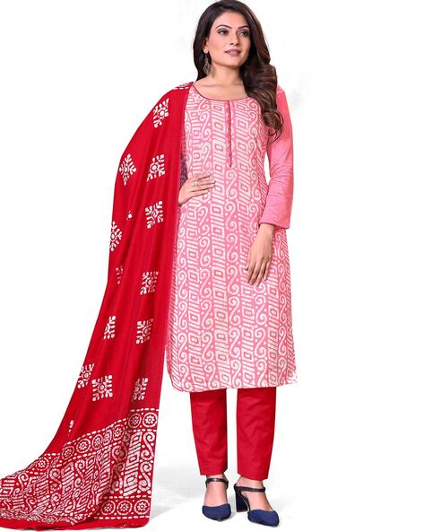 Women Embroidered Unstitched Top Bottom Dress Material Price in India