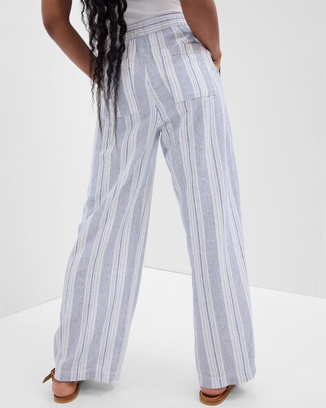 Buy Blue & White Trousers & Pants for Women by GAP Online | Ajio.com