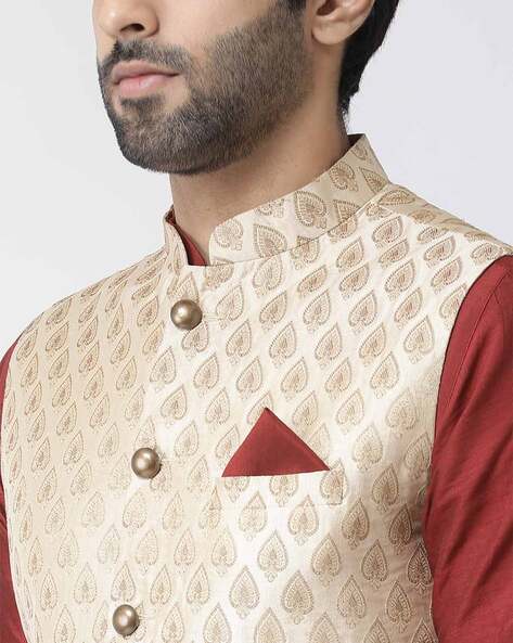 Embroidered Art Silk Nehru Jacket in Off White | Nehru jackets, Wedding  kurta for men, Indian jackets