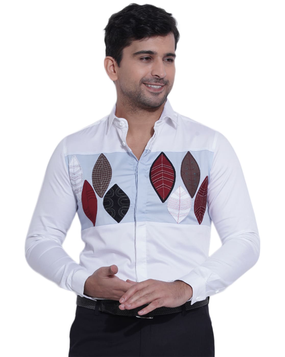 Buy White Cotton Slim-fit Pleated Shirt For Men by Abkasa Online