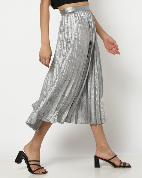 Silver pleated skirt clearance qvc