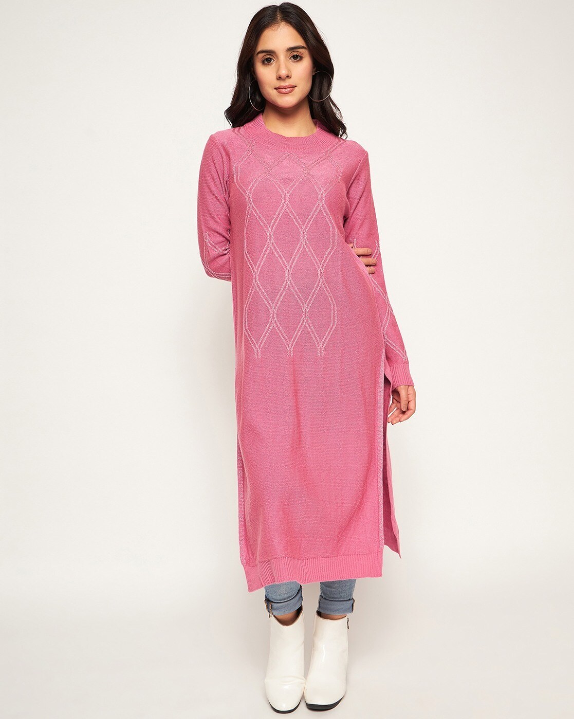 Pink Color Foil and Printed Pure Cotton Kurti