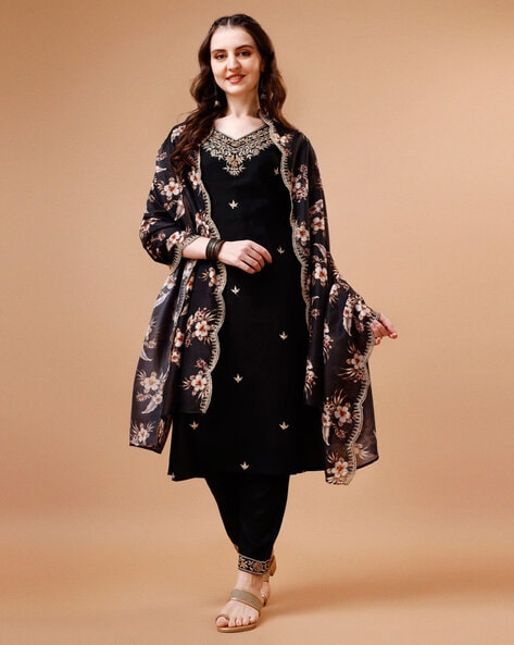Black Kurta Suit Sets for Women by BERRYLICIOUS Online | Ajio.com