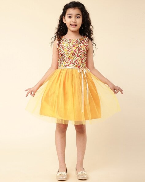 Buy Mustard Dresses & Frocks for Girls by A.T.U.N All Things Uber Nice  Online | Ajio.com