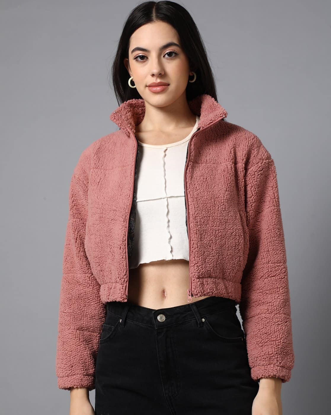 Bomber Jacket Forever 21 Pink Fluffy Jacket Pink Faux Fur Bomber
