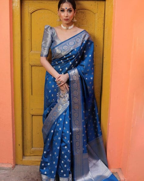 Buy Teal Sarees for Women by VISIT WEAR Online