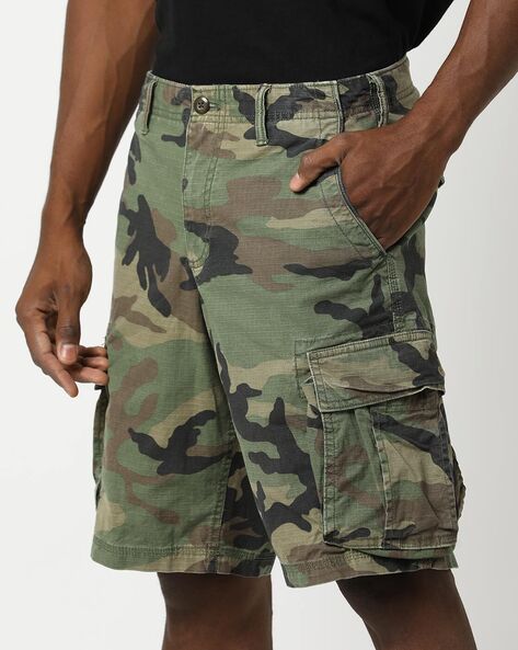 Camouflage Print Cargo Shorts