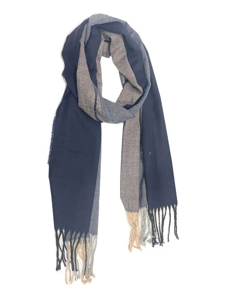 Women Striped Open Muffler with Tassels Price in India