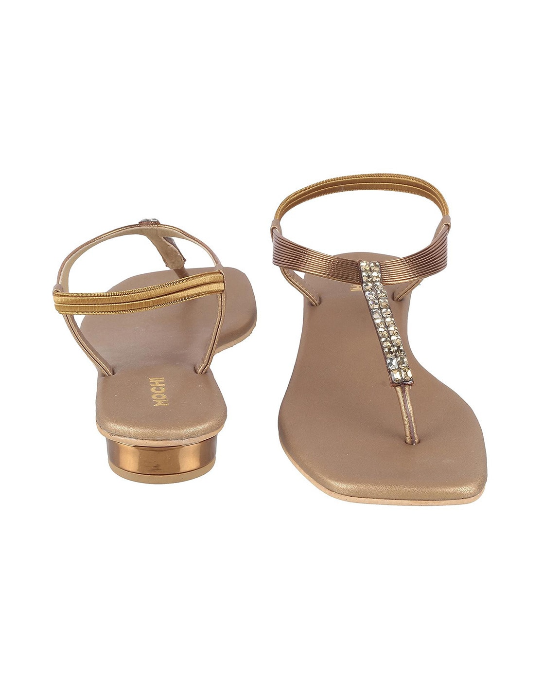 Buy Mochi Women Party Synthetic Antique Gold Sandals Online