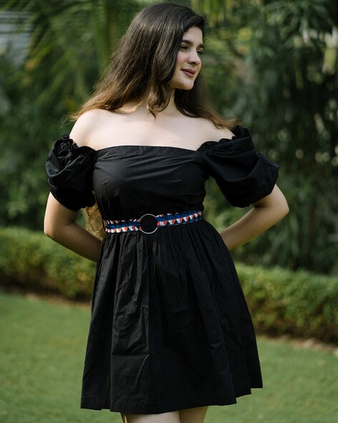 Off the shoulder fit cheap and flare cocktail dress