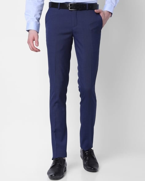 J. Hampstead Men's Black Slim Fit Solid Formal Trousers