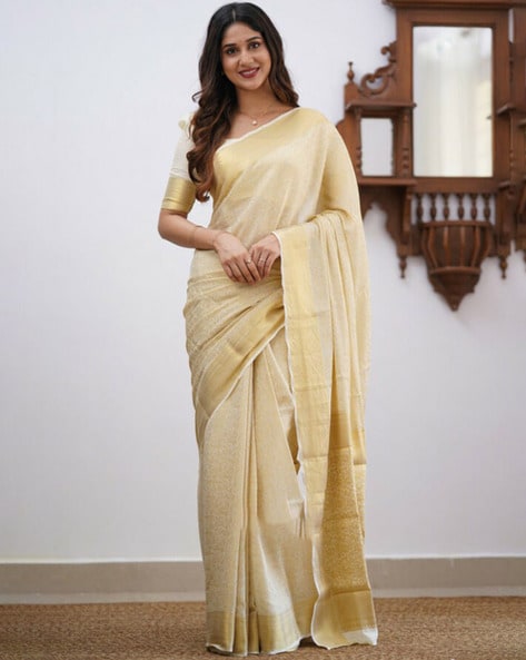 Off White Soft Kanjivaram Silk Saree With Zari Brocade Kanjivaram Silk Saree  for Woman Sarees by TST - Etsy