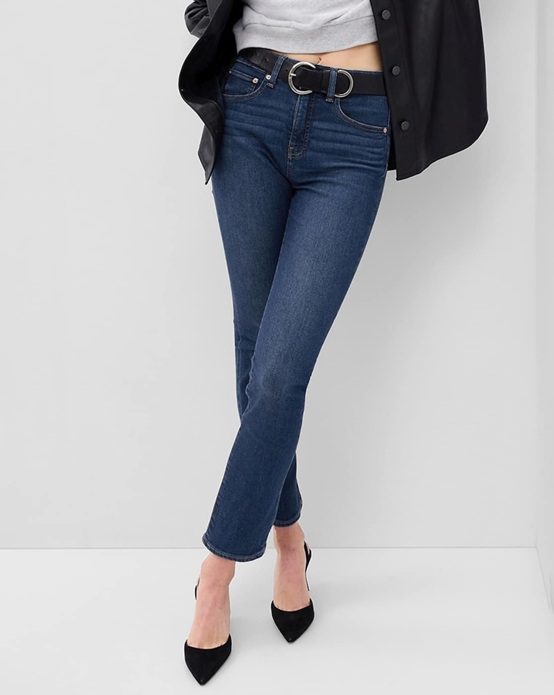 Women Stone-Wash High-Rise Straight Fit Jeans