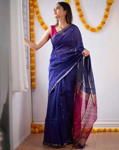 Buy Teal Sarees for Women by VISIT WEAR Online