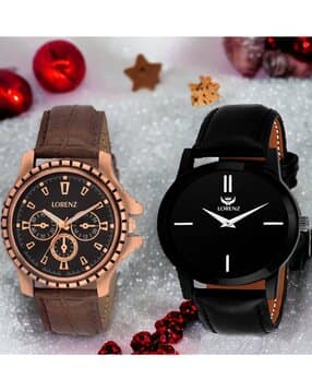 lorenz Pack of 2 Men Round-Shaped Analogue Watches-picture-20