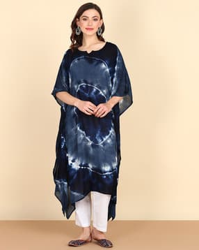 indie picks Women Tie & Dye Kaftan-Styled Flared Kurta-picture-22