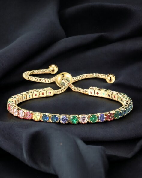 Buy Single string diamond studded bracelet with gold plating only on Kalki