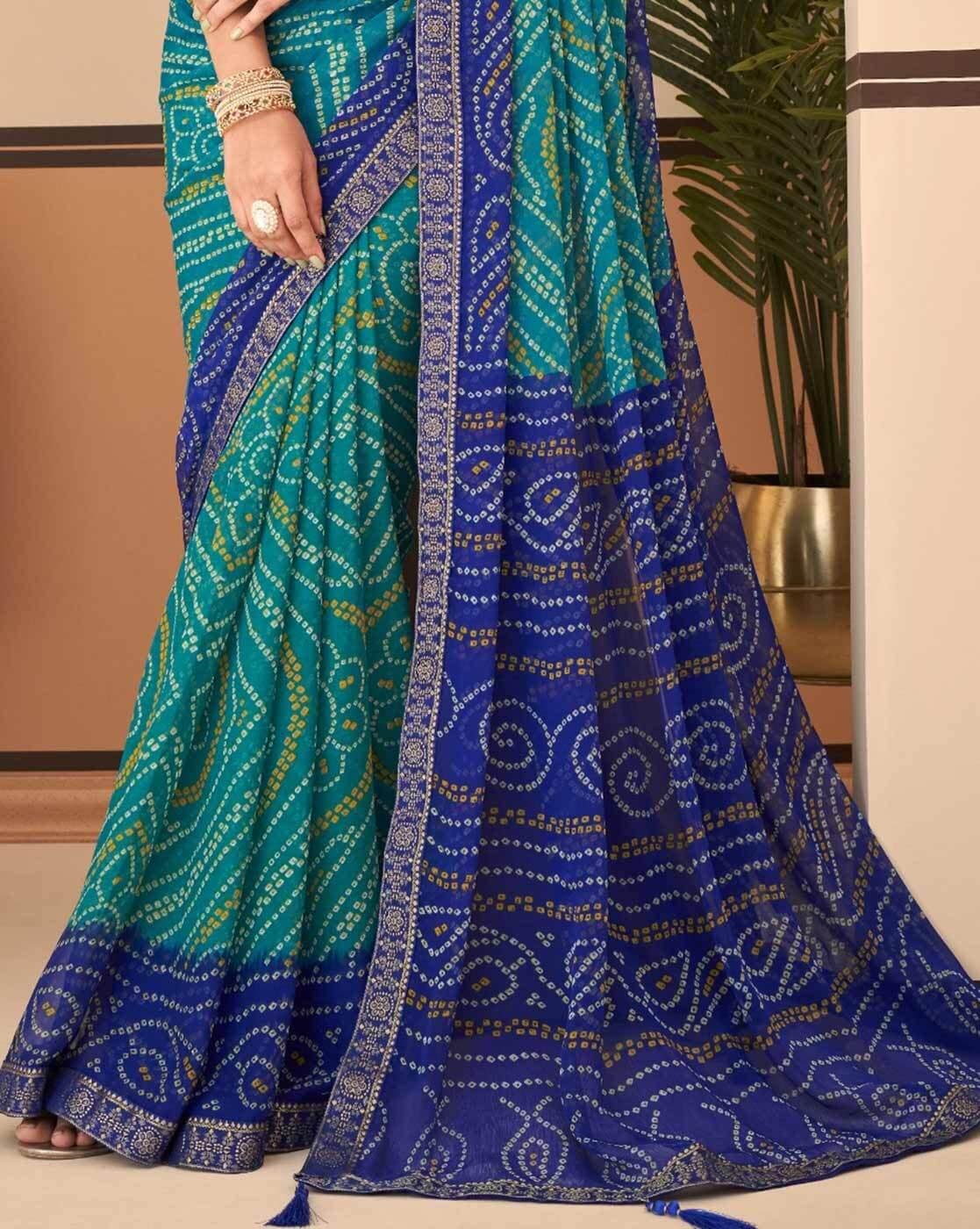 Indian Silk Georgette Chunri Print Saree.