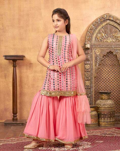 Buy Lime Green Sharara Set with a Magenta Dupatta by Designer NIDHI THOLIA  Online at Ogaan.com