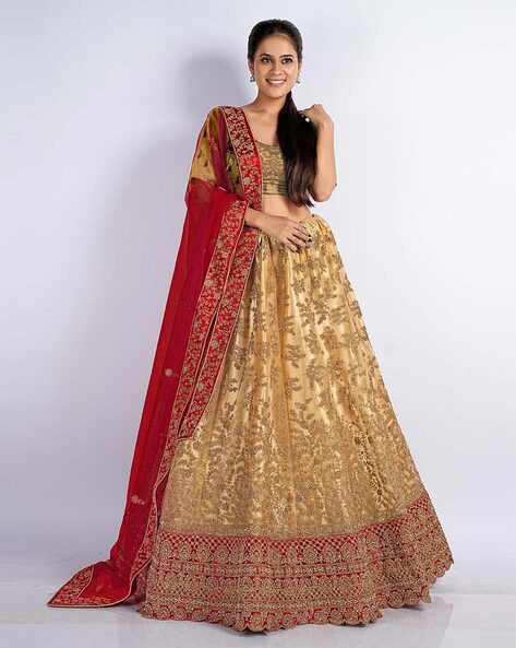 Beige Net Lehenga Choli with Dupatta Online Shopping: LWK1917 | Wedding  lehenga blouse designs, Bridal lehenga blouse design, Designer lehenga choli