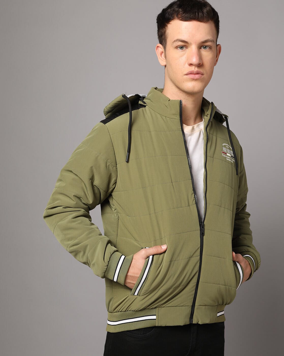 ENOF cotton work jacket 01 Olive Men's Cotton Jacket – Olive