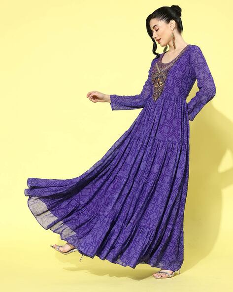 Purple plain cotton maxi-dresses - Swishchick - 3951730