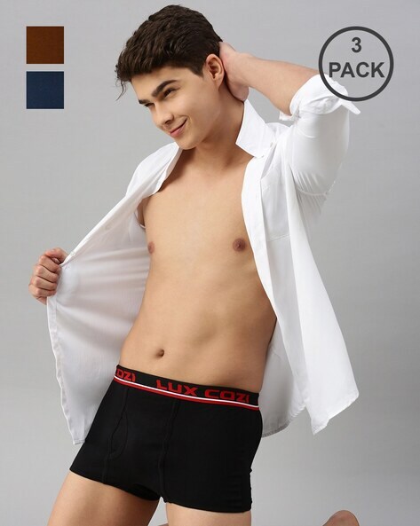 Lux Cozi Men's Cotton Long Trunk Underwear (Pack of 3) Daily Wear