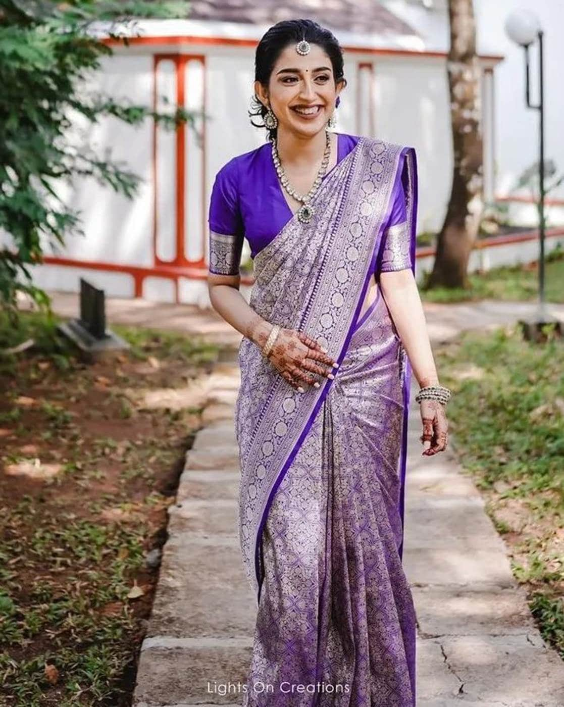 Buy PURPLE Sarees for Women by Indie Picks Online